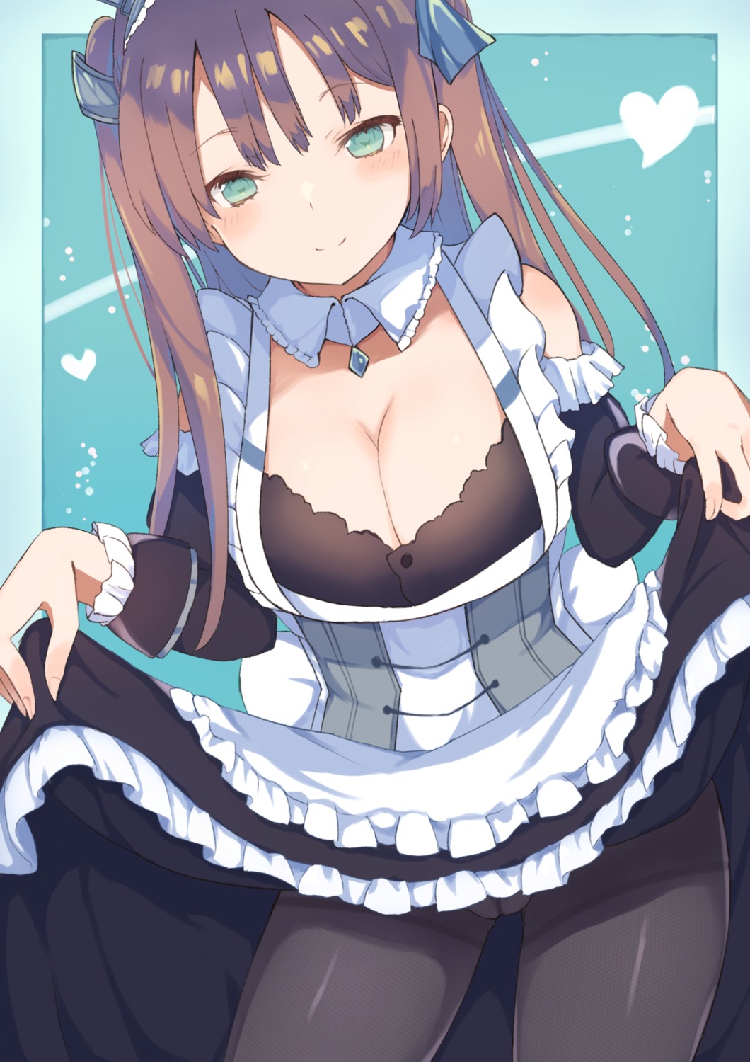 azur_lane cleavage kogalashi maid newcastle_(azur_lane) pantsu pantyhose skirt_lift