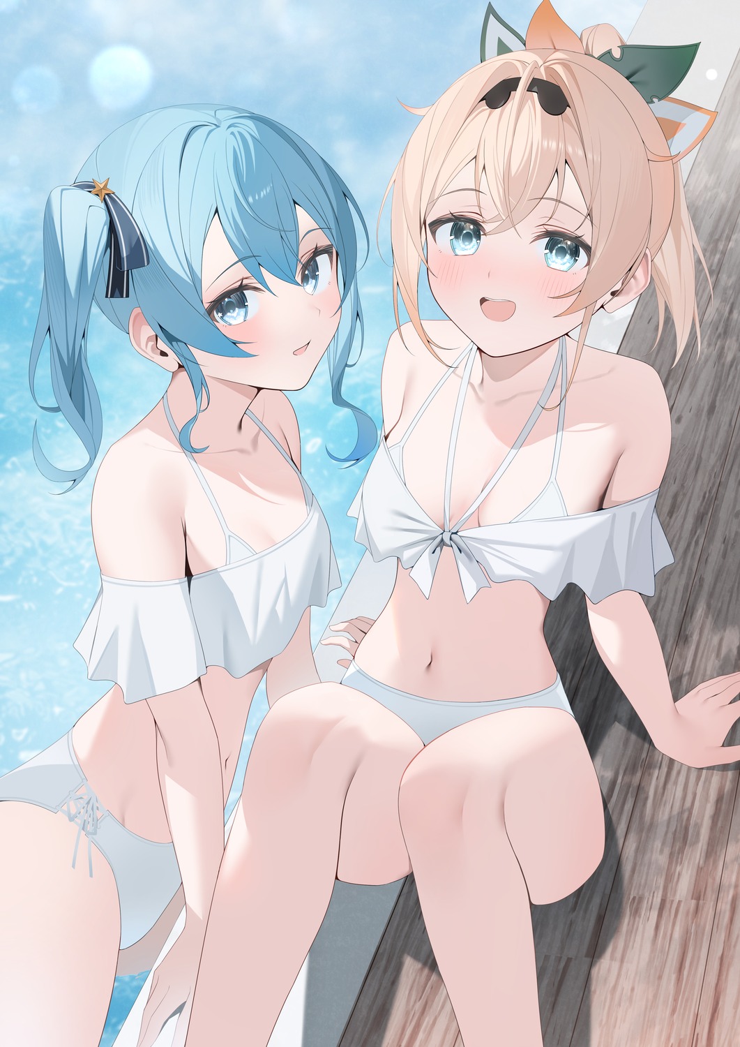 bikini hololive hoshimachi_suisei kazama_iroha ryuya swimsuits