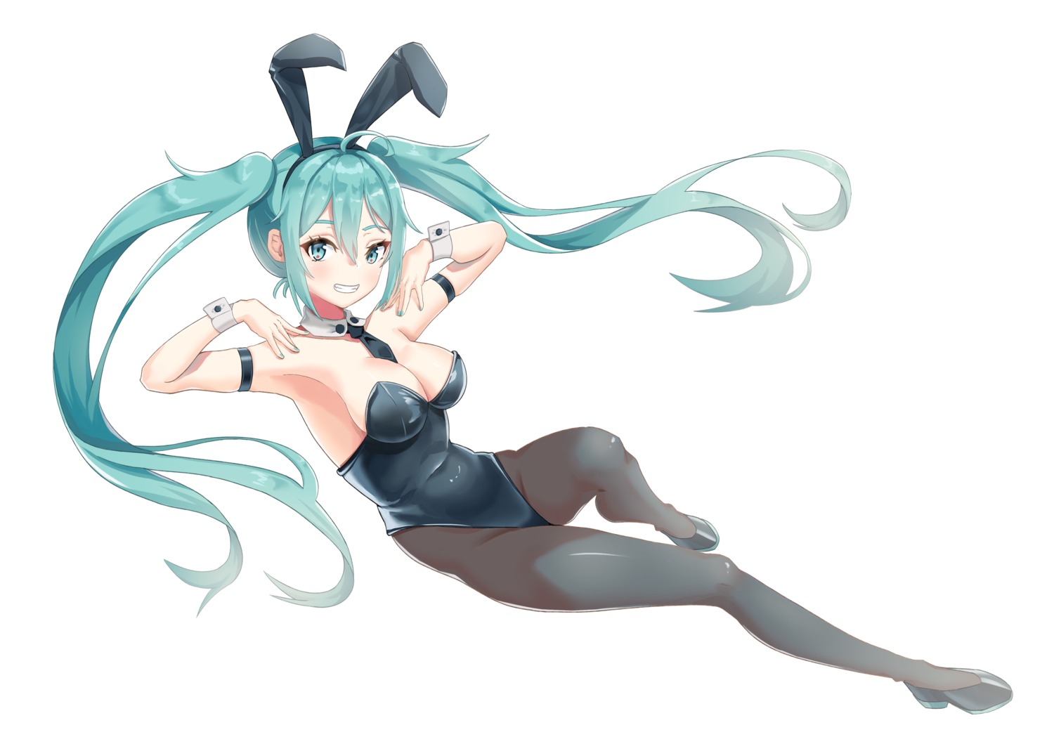 animal_ears bunny_ears bunny_girl hatsune_miku heels no_bra pantyhose tagme vocaloid