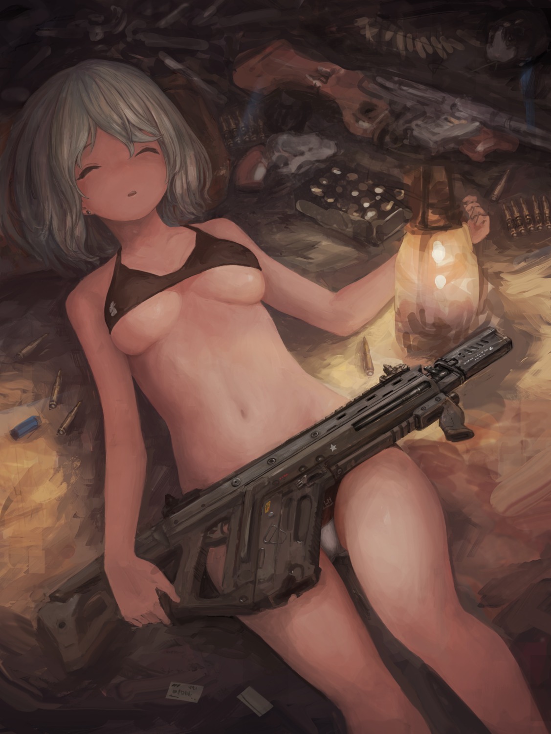 gun no_bra pantsu underboob