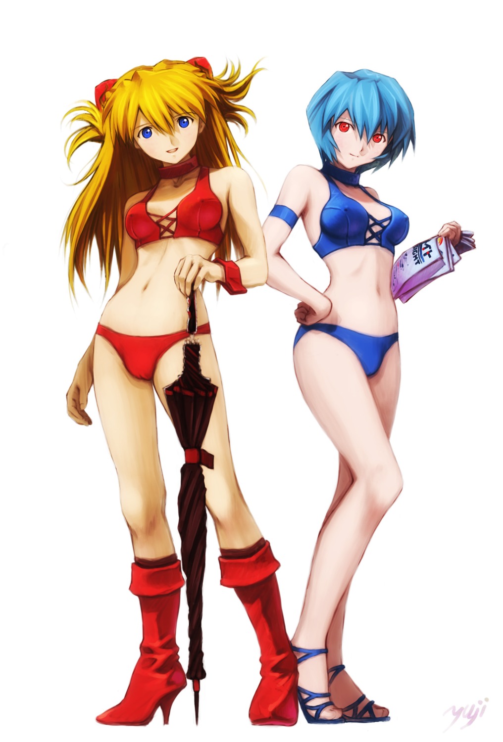 ayanami_rei bikini erect_nipples nagko neon_genesis_evangelion souryuu_asuka_langley swimsuits yuuji