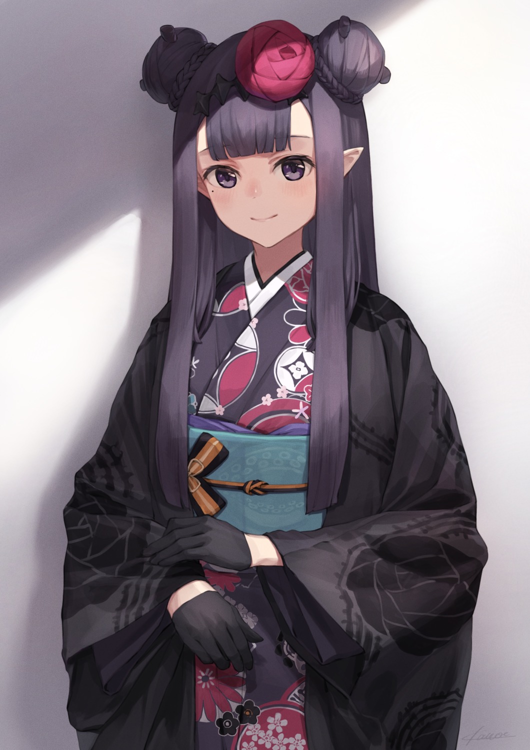 hololive hololive_english kanoe_(tatsukanoe) kimono ninomae_ina'nis pointy_ears