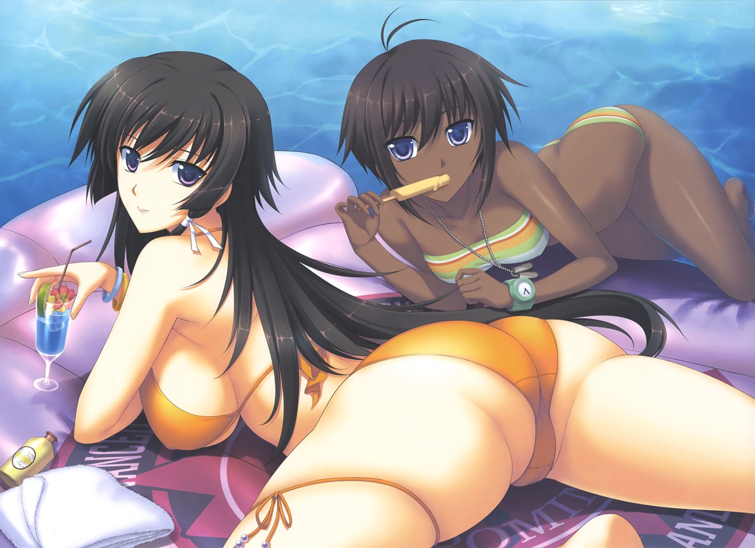 ass bikini cameltoe erect_nipples ishigaki_takashi muvluv muvluv_alternative swimsuits takamura_yui tarisa_manandal total_eclipse