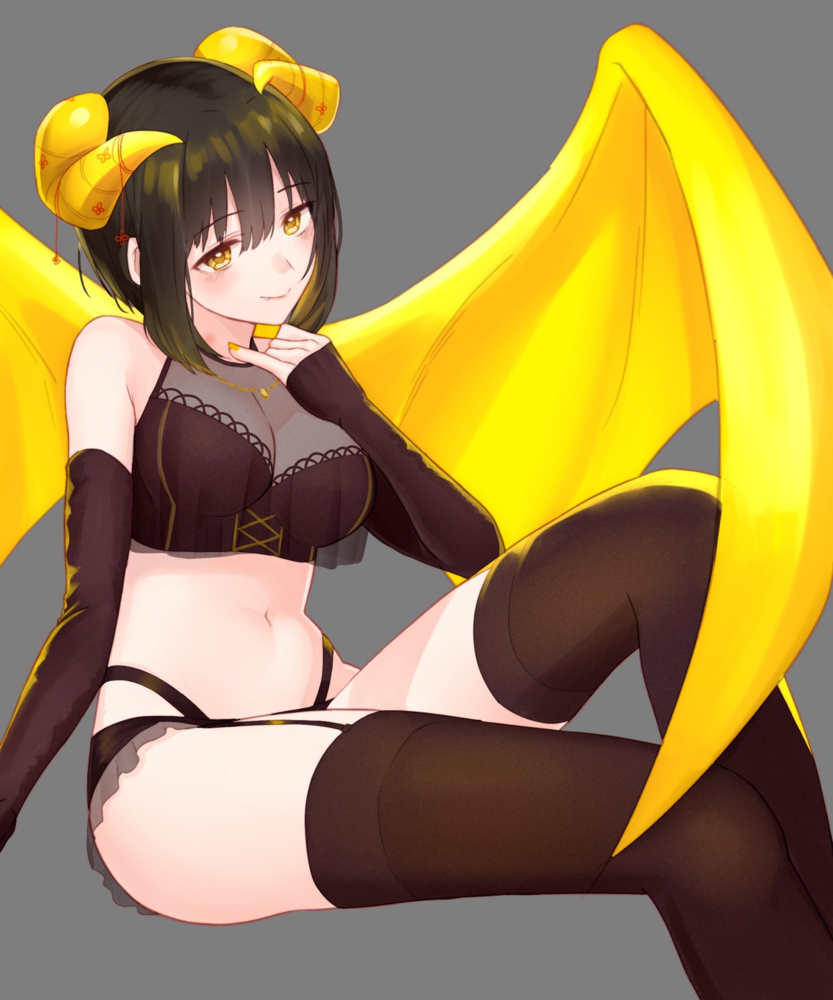 horns lingerie monotiina pantsu see_through stockings takafuji_kako the_idolm@ster the_idolm@ster_cinderella_girls thighhighs transparent_png wings