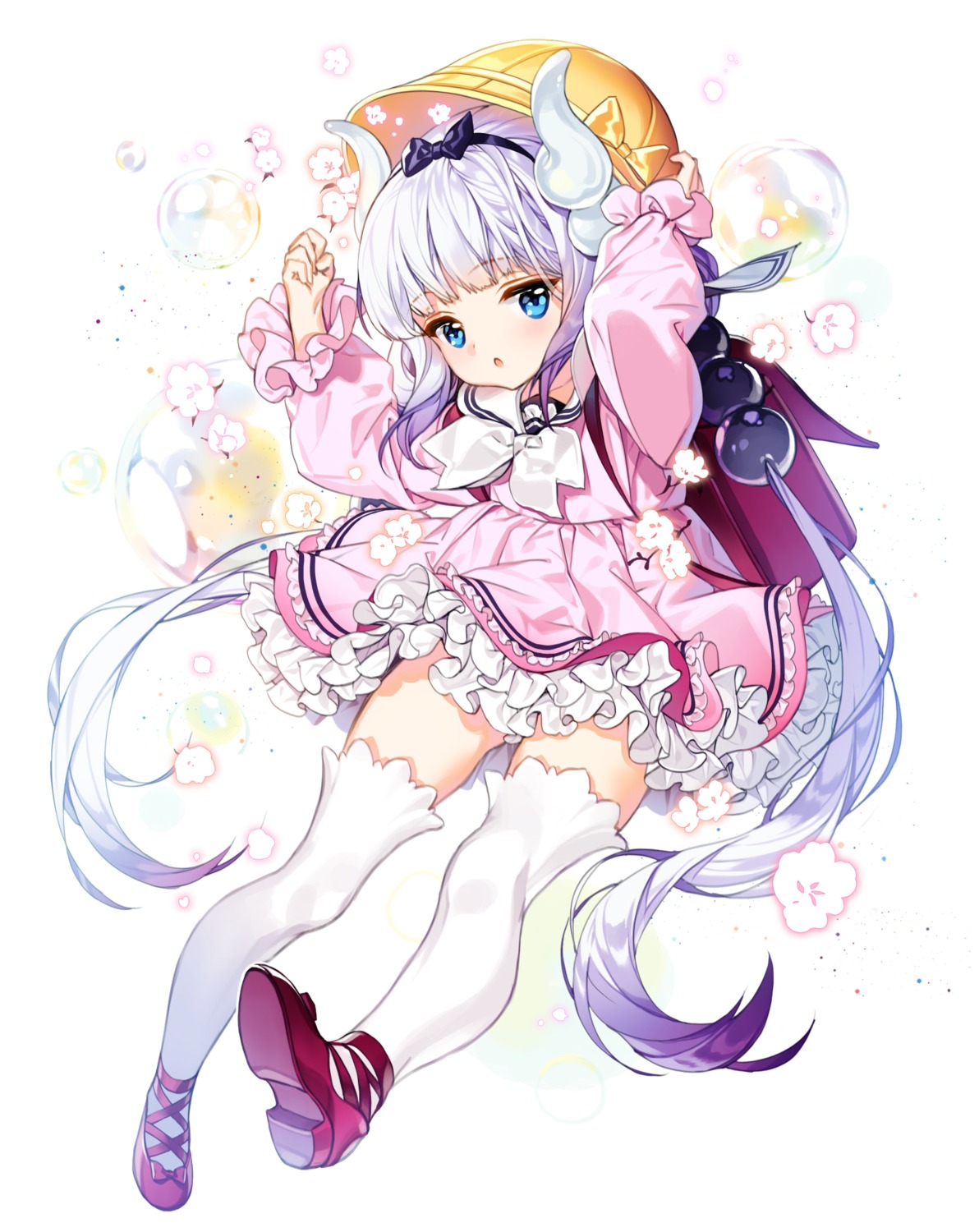 cherrypin horns kanna_kamui kobayashi-san_chi_no_maidragon seifuku thighhighs