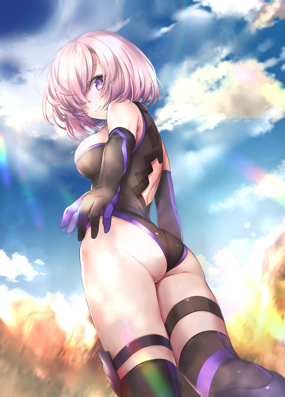 ass fate/grand_order garter hane_yuki leotard mash_kyrielight thighhighs