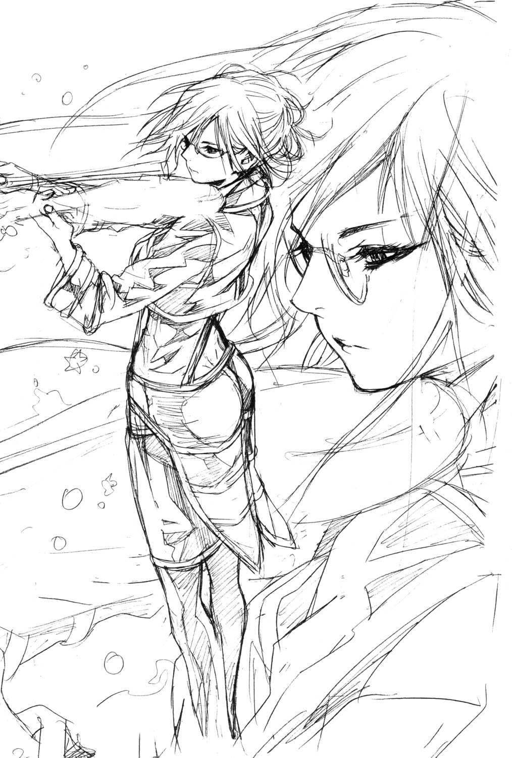 aria_link asada_hiroyuki gun megane sketch tegami_bachi