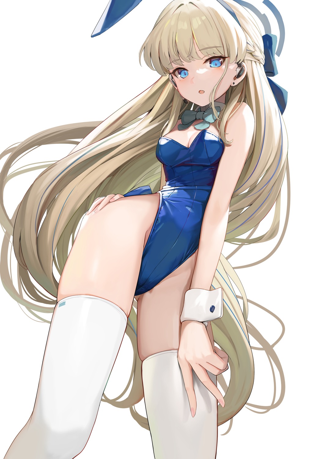 animal_ears asuma_toki blue_archive bunny_ears bunny_girl halo no_bra sunga2usagi thighhighs