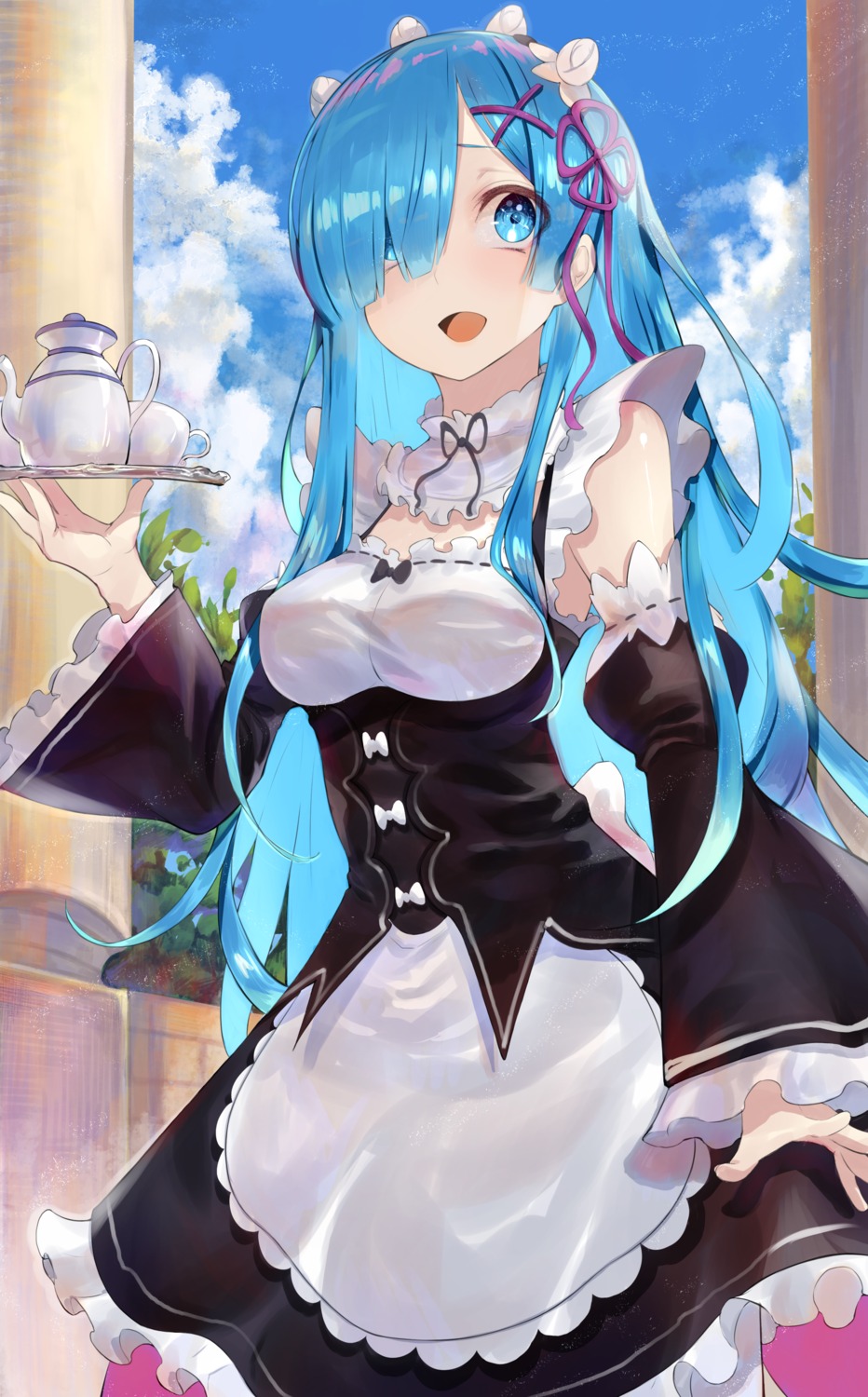 maid r_(ryo) re_zero_kara_hajimeru_isekai_seikatsu rem_(re_zero)