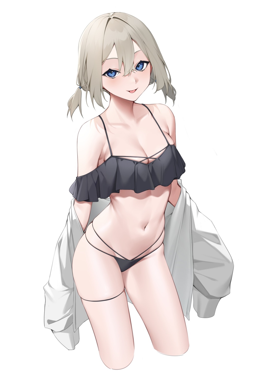 bikini cleavage garter kuen_(kuennn12) open_shirt swimsuits