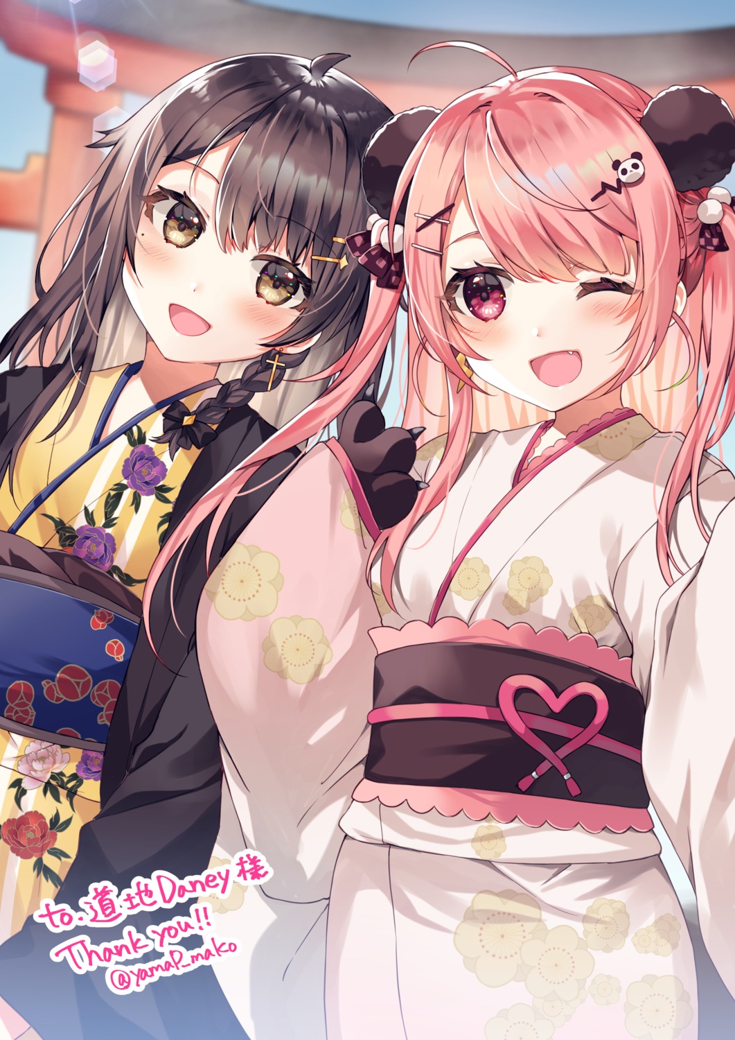 animal_ears autographed kimono selfie yam_(yamap_mako)