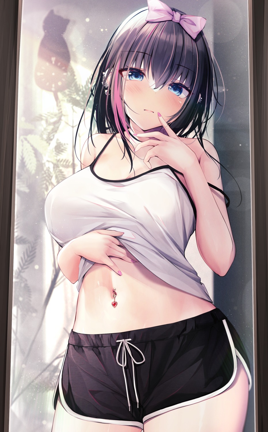 cleavage hukairi_botan shirt_lift