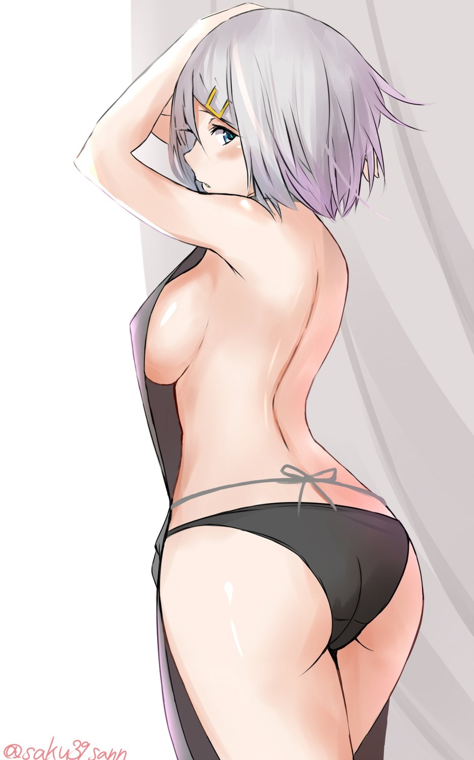 ass hamakaze_(kancolle) kantai_collection naked_apron pantsu saku_(kudrove)