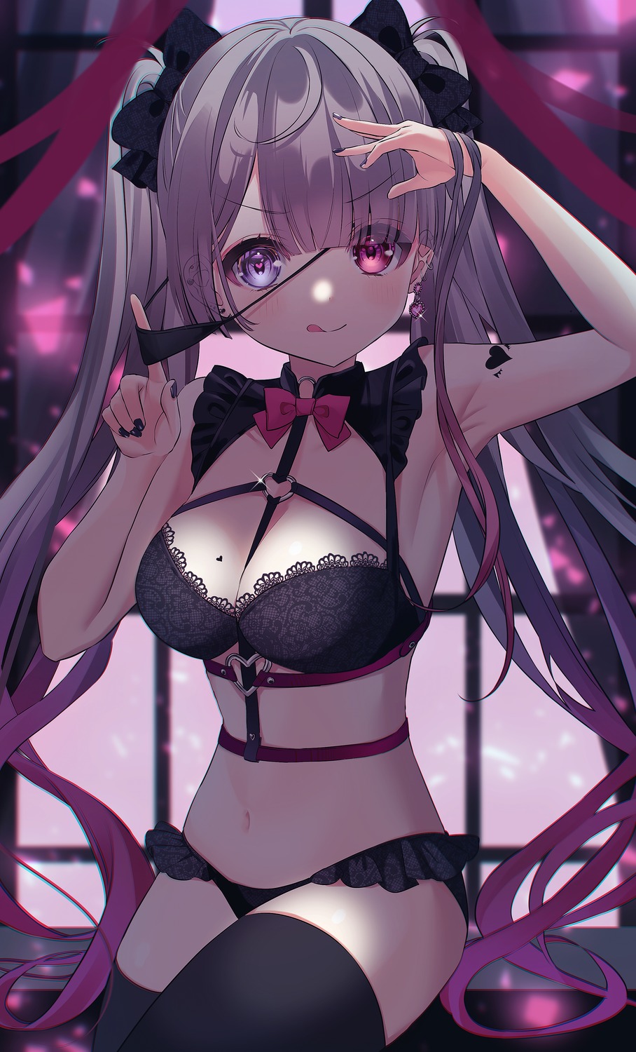 bra eyepatch gao__13 heterochromia lingerie pantsu tattoo thighhighs