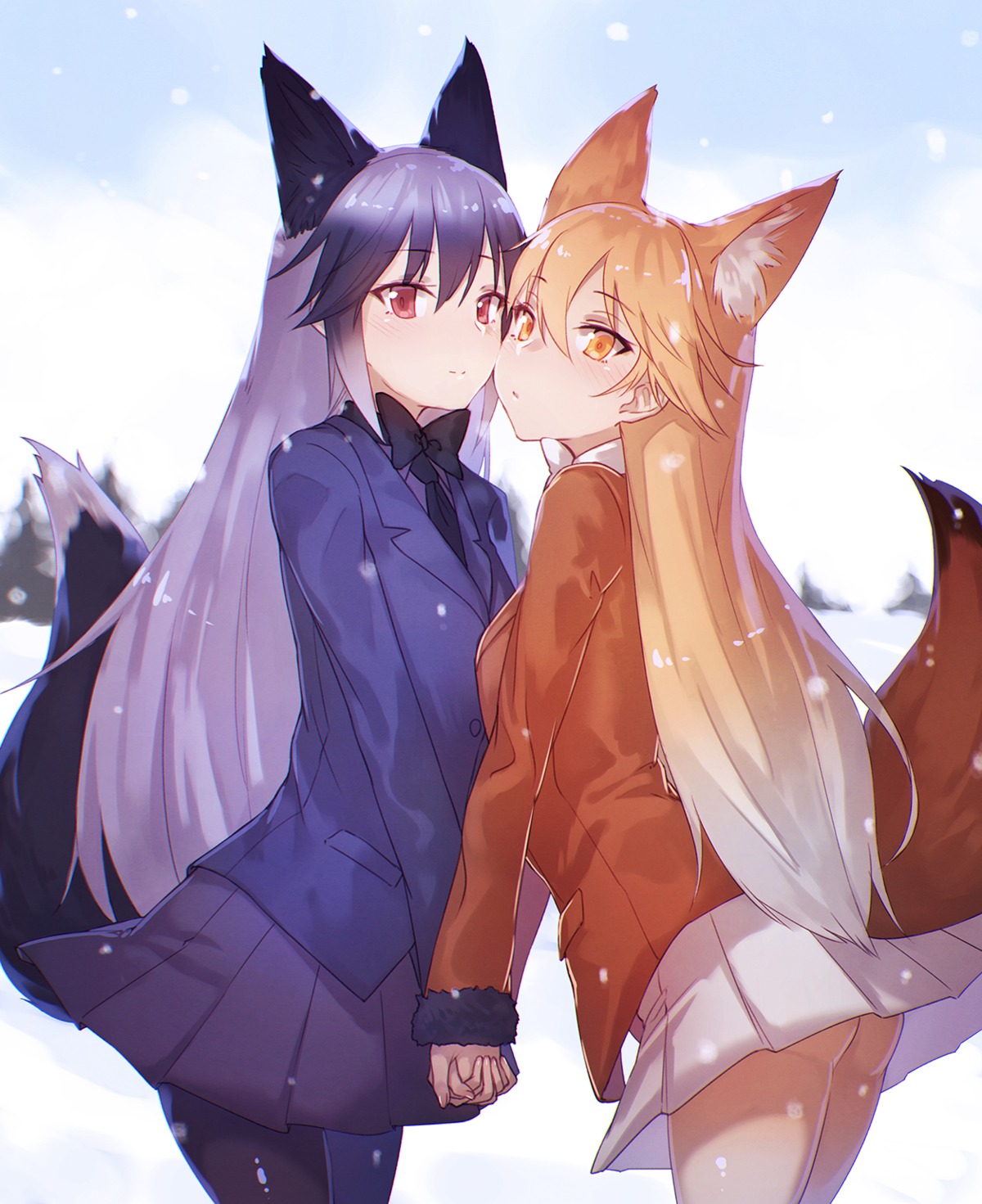 animal_ears ezo_red_fox ibuki_notsu kemono_friends pantyhose silver_fox tail