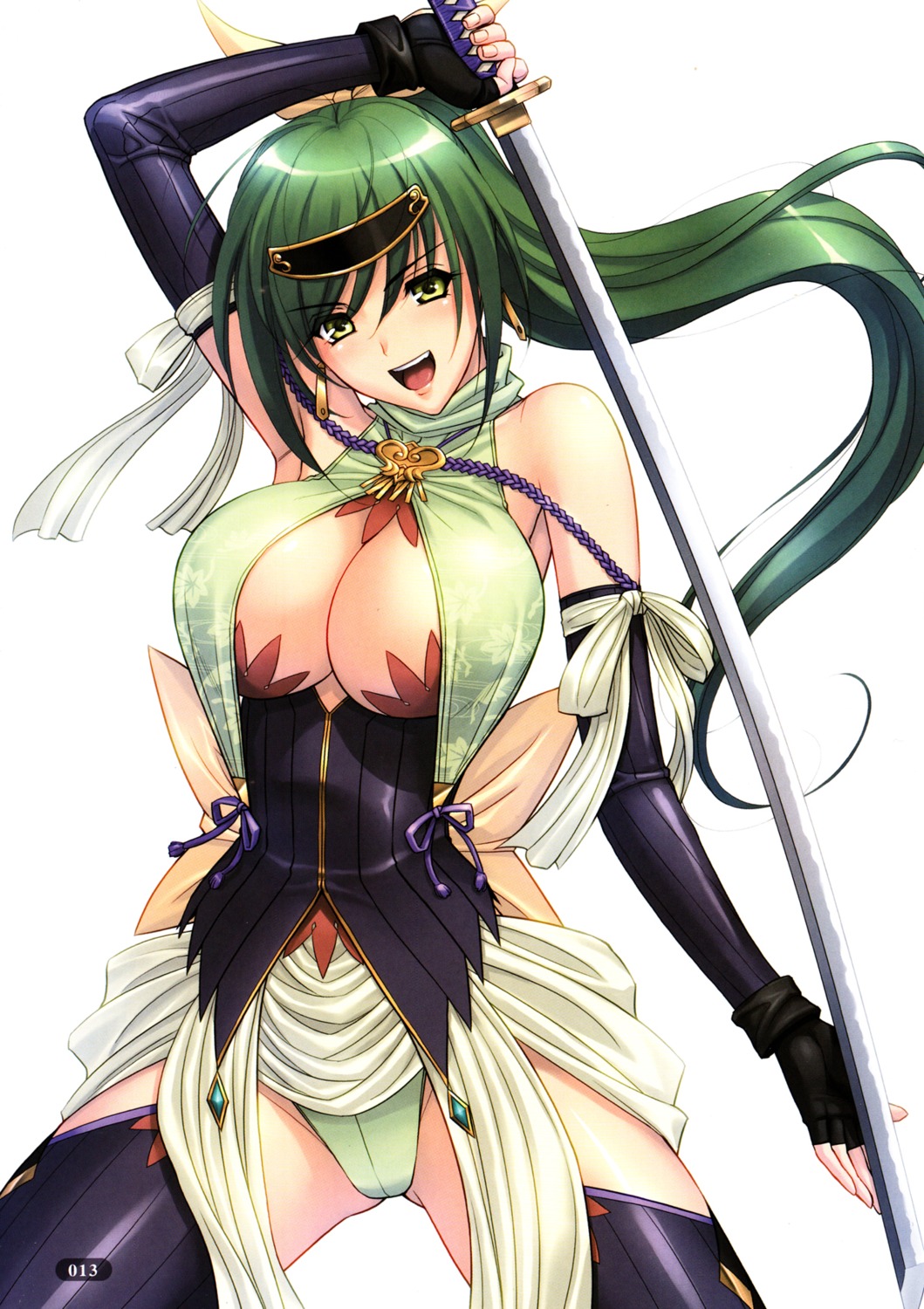 choki_no_kamisama cleavage magaki_ryouta sword thighhighs wanwandoh