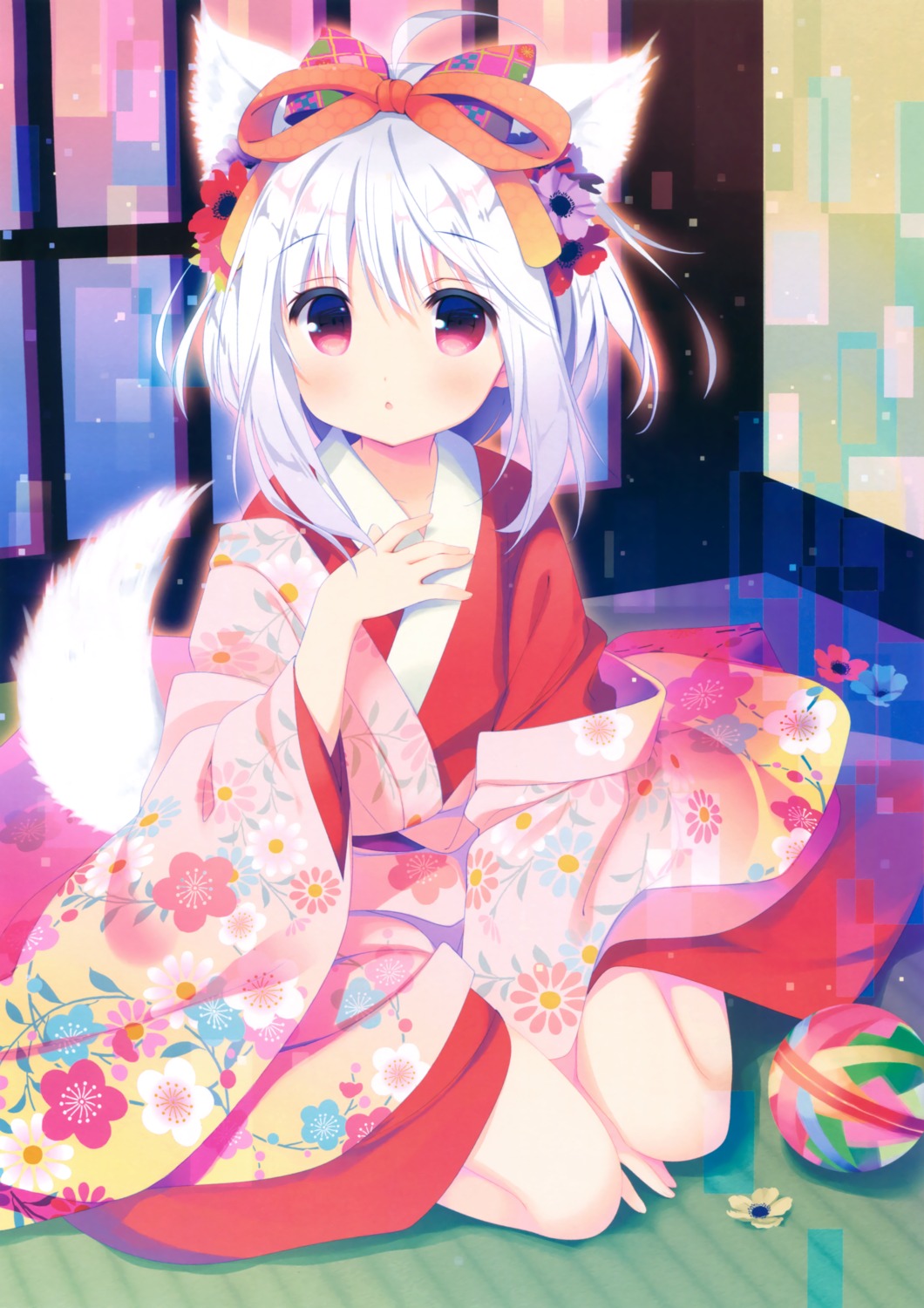 animal_ears kimono santa_matsuri tail