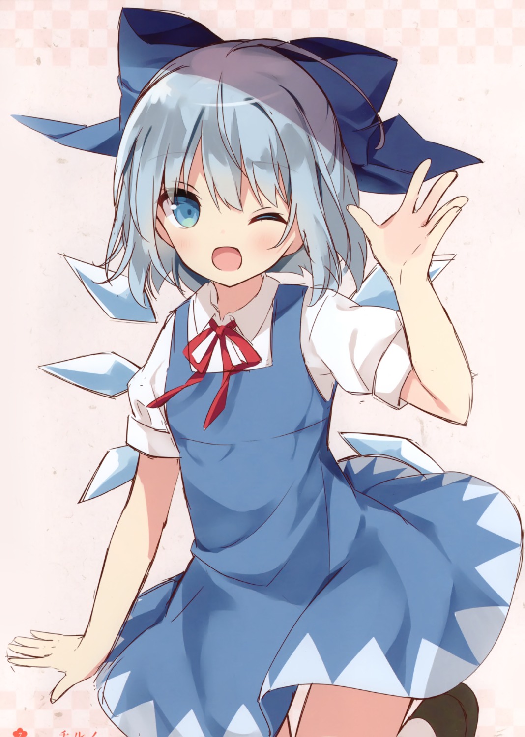 cirno dress hoshi sketch skirt_lift touhou usagigo wings