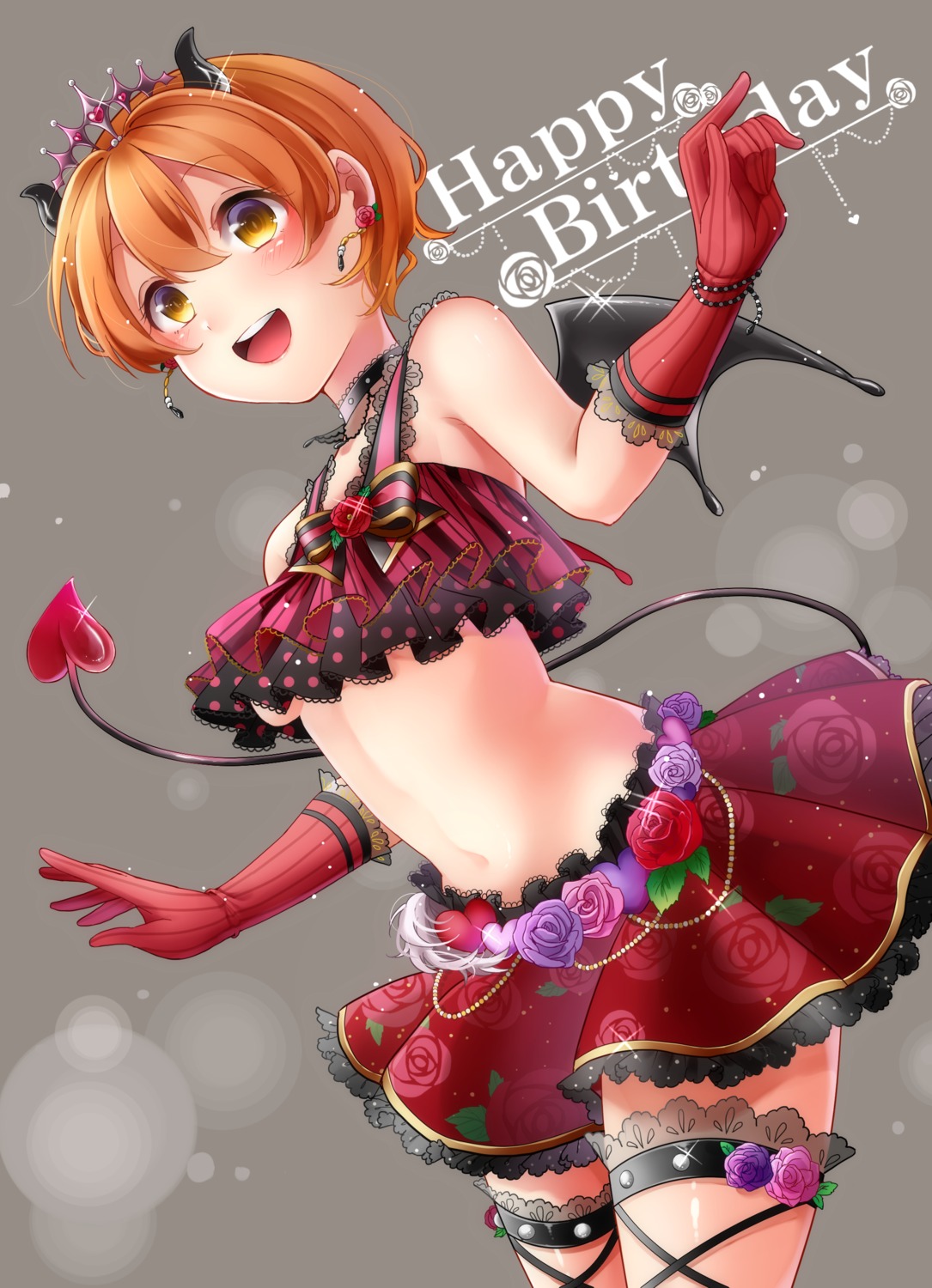 garter horns hoshizora_rin love_live! shuga_(0329tixi) tail underboob wings