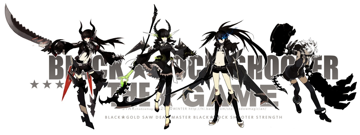 black_gold_saw black_rock_shooter black_rock_shooter_(character) dead_master horns starshadowmagician strength sword tail thighhighs vocaloid