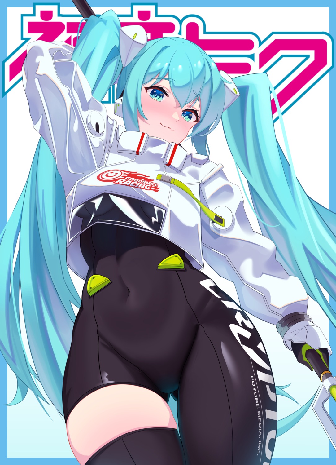 bodysuit goodsmile_racing hatsune_miku mcbox racing_miku see_through thighhighs vocaloid