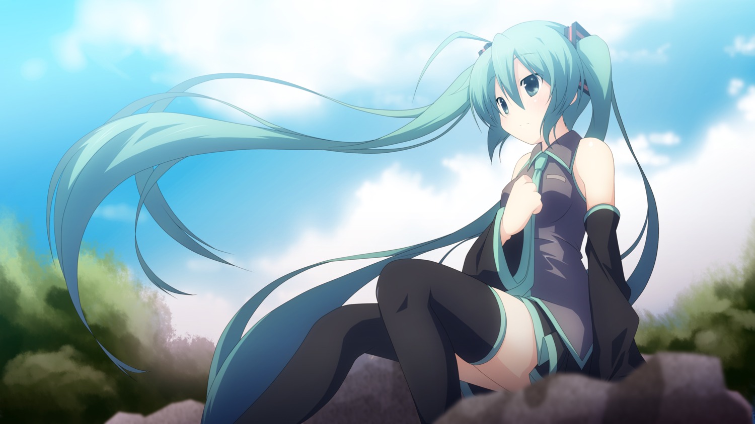 hatsune_miku thighhighs vocaloid yukizuki_kei_(yossa)