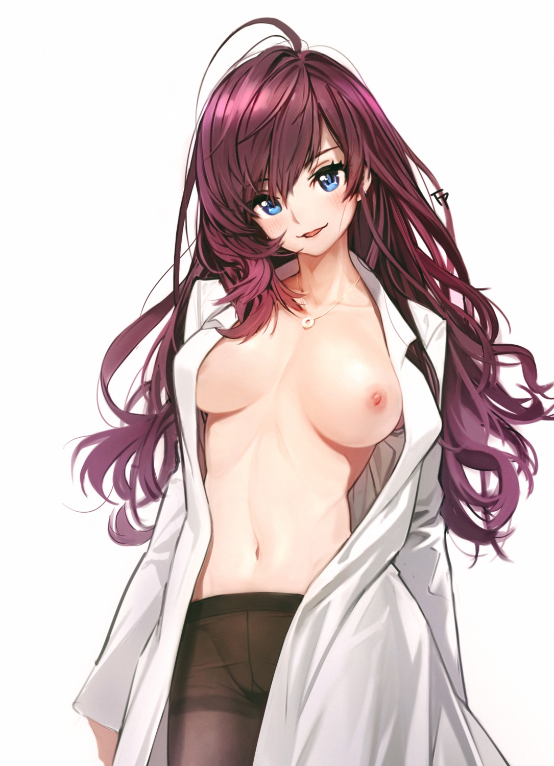 breasts fpanda ichinose_shiki nipples no_bra open_shirt pantyhose the_idolm@ster the_idolm@ster_cinderella_girls