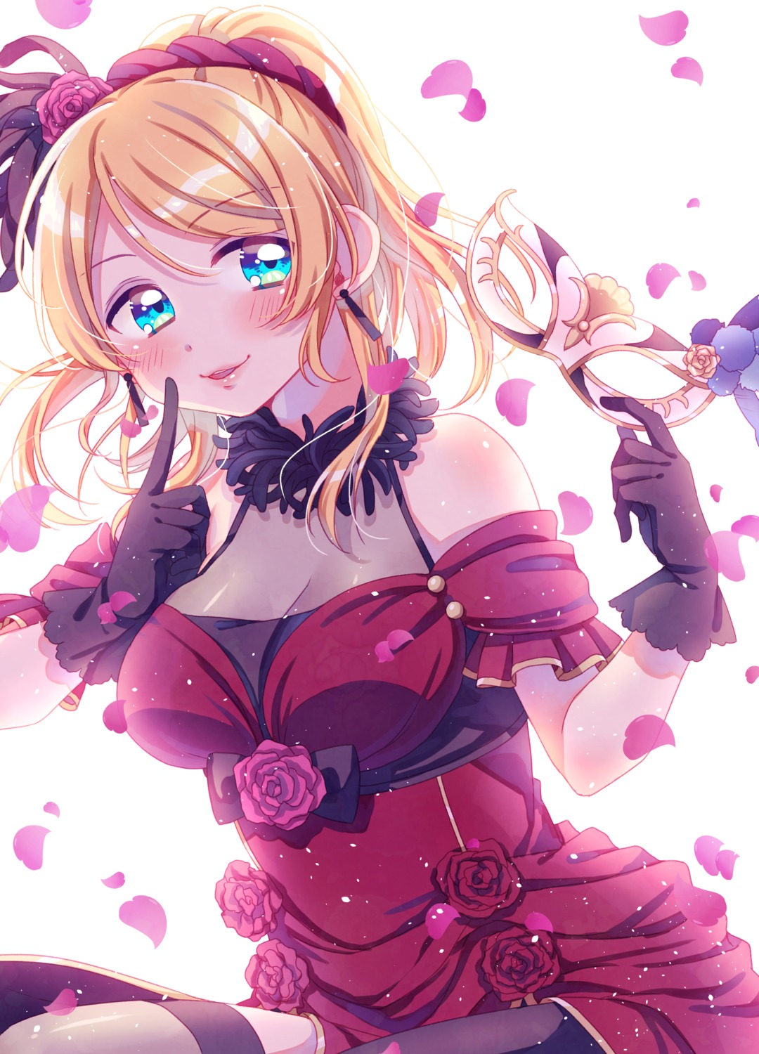 ayase_eli cleavage dress hina_(hinalovesugita) love_live! see_through thighhighs