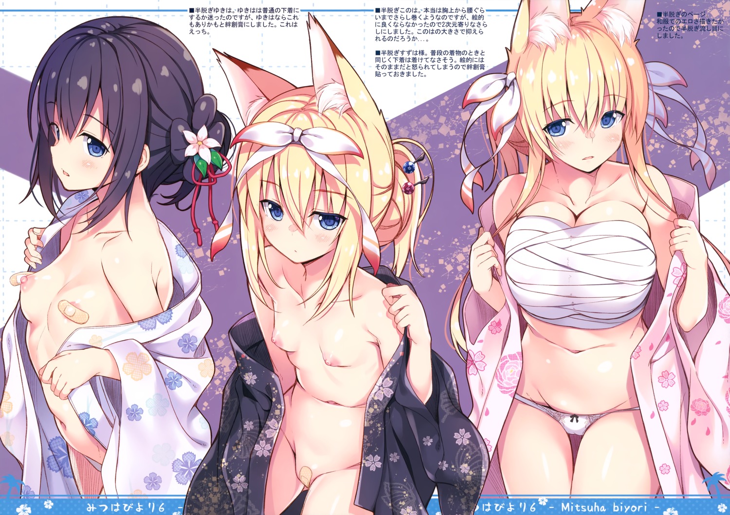 animal_ears asian_clothes bandaid nipples nozomi_tsubame