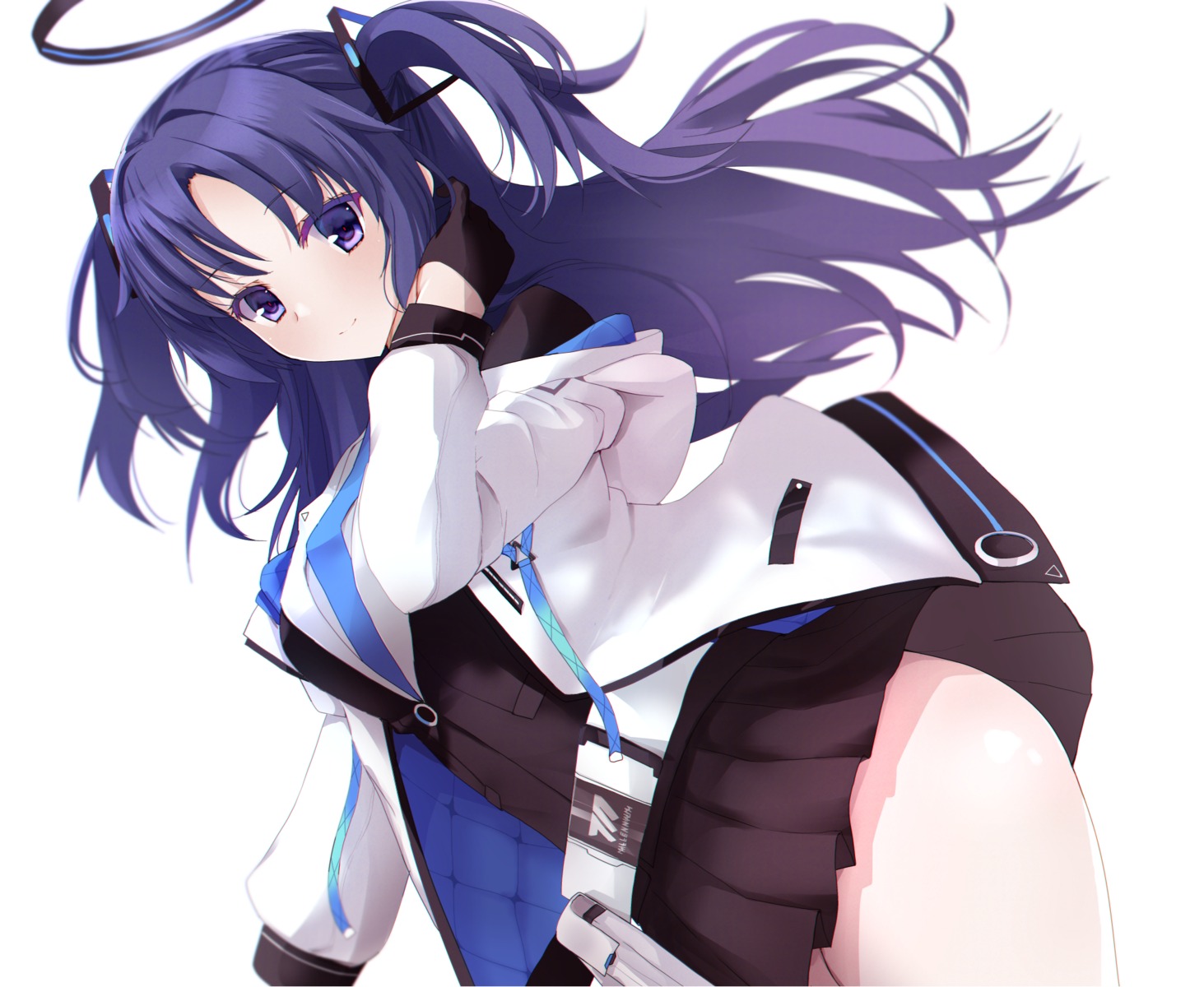 blue_archive halo hayase_yuuka rikudou_inuhiko skirt_lift uniform