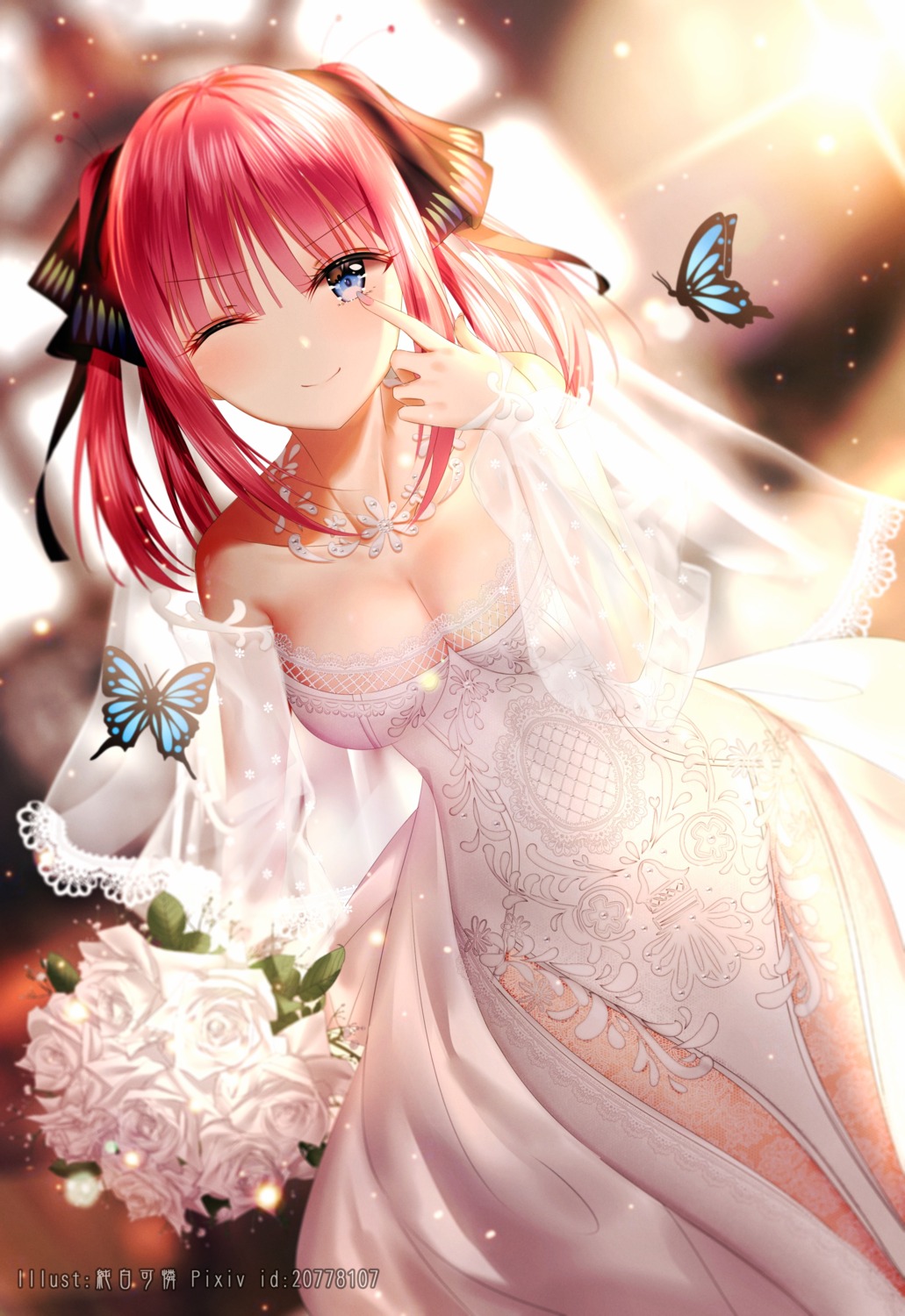 5-toubun_no_hanayome cleavage dress junpaku_karen nakano_nino see_through wedding_dress