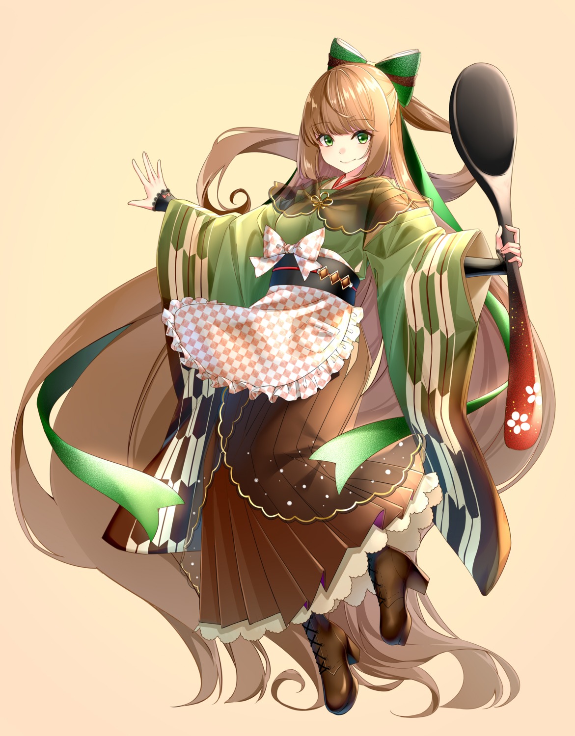 food_fantasy heels japanese_clothes rukinya_(nyanko_mogumogu) tiramisu_(food_fantasy) weapon