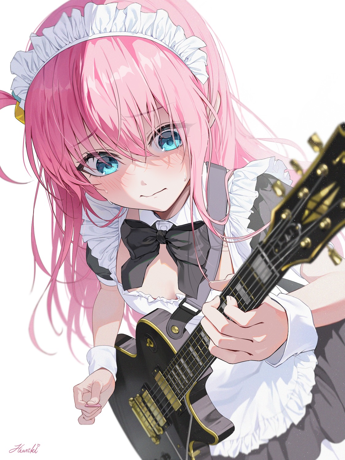 bocchi_the_rock! gotou_hitori guitar heartki maid no_bra
