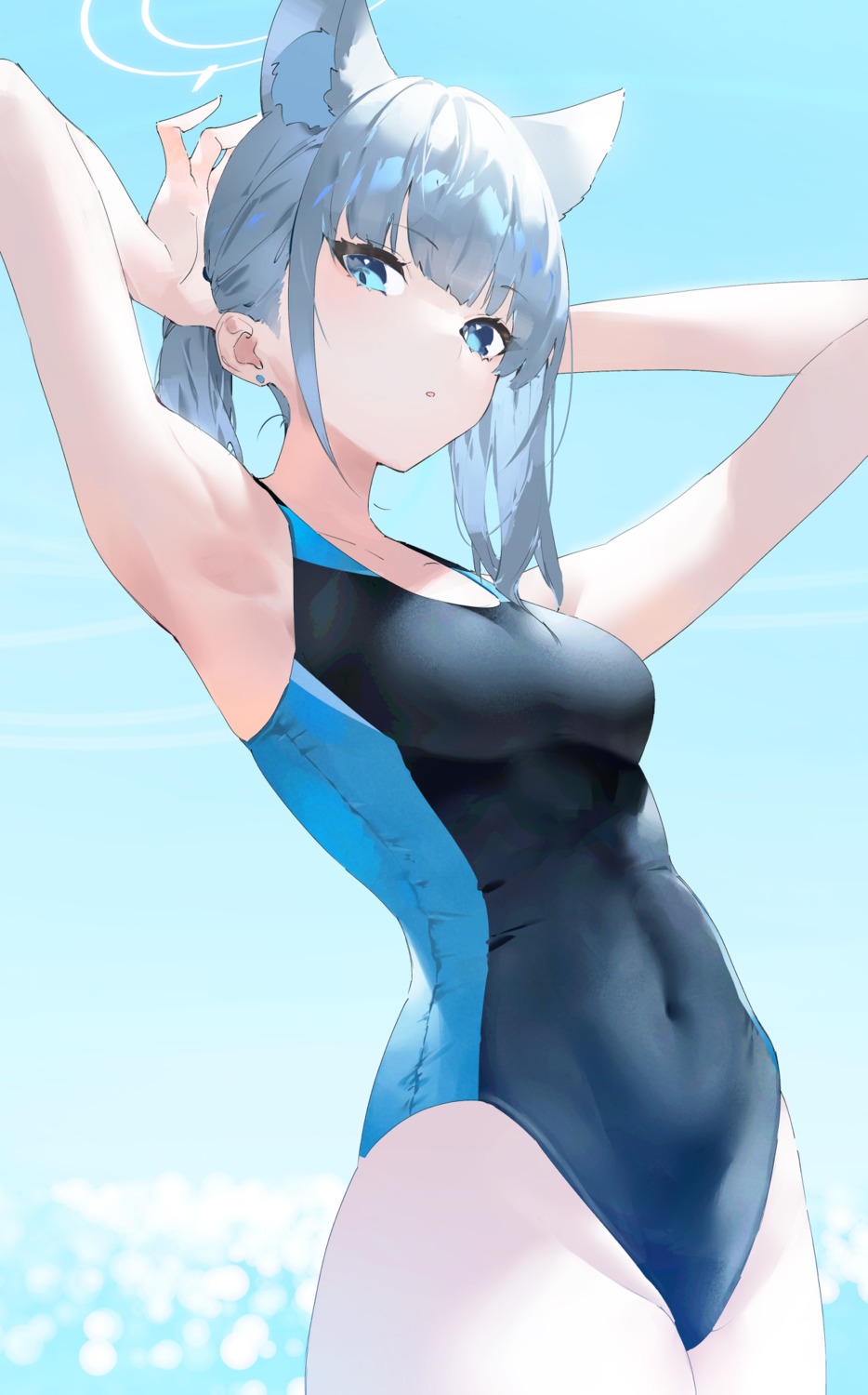 animal_ears blue_archive halo ichibi nekomimi sunaookami_shiroko swimsuits