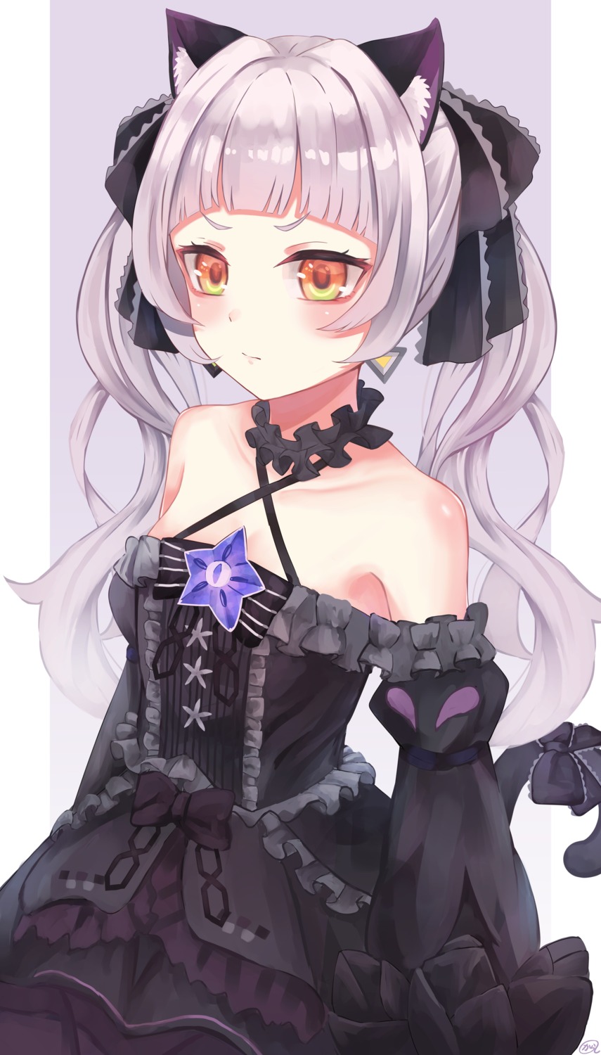 animal_ears dress gothic_lolita hololive karashi_(asarikarasi) lolita_fashion murasaki_shion nekomimi tail