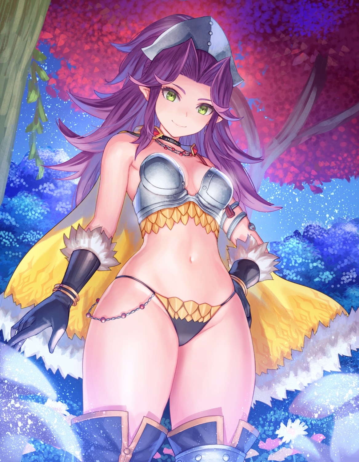 anbe_yoshirou angela_(seiken_densetsu_3) armor bikini_armor pointy_ears seiken_densetsu seiken_densetsu_3 thighhighs