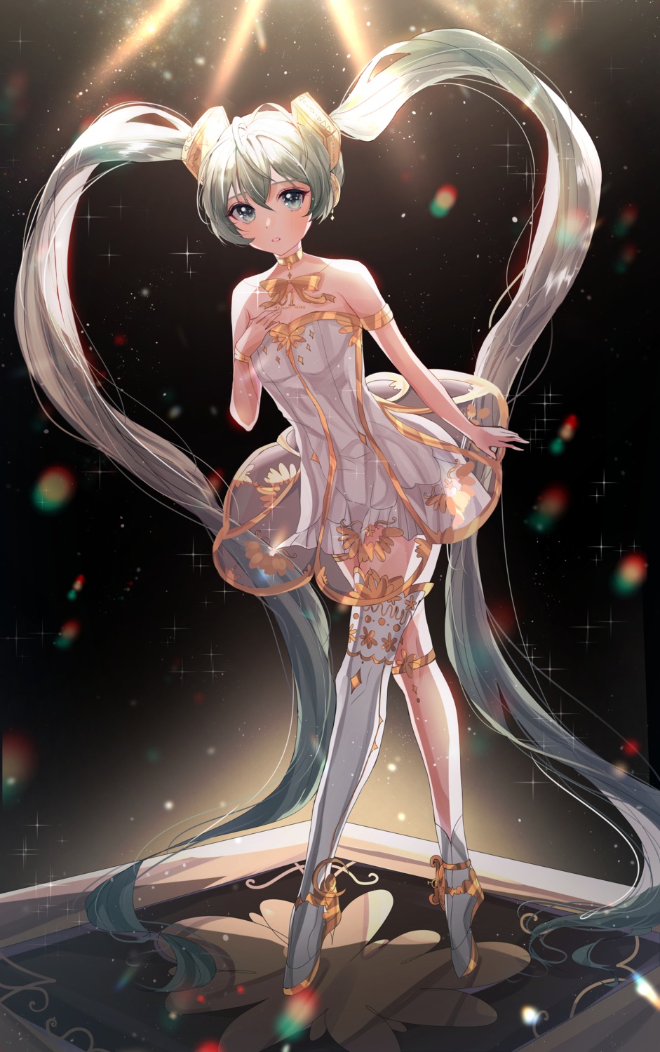 dress gramophone_miku hatsune_miku hatsune_miku_symphony see_through thighhighs vocaloid wine_(2148_wine)