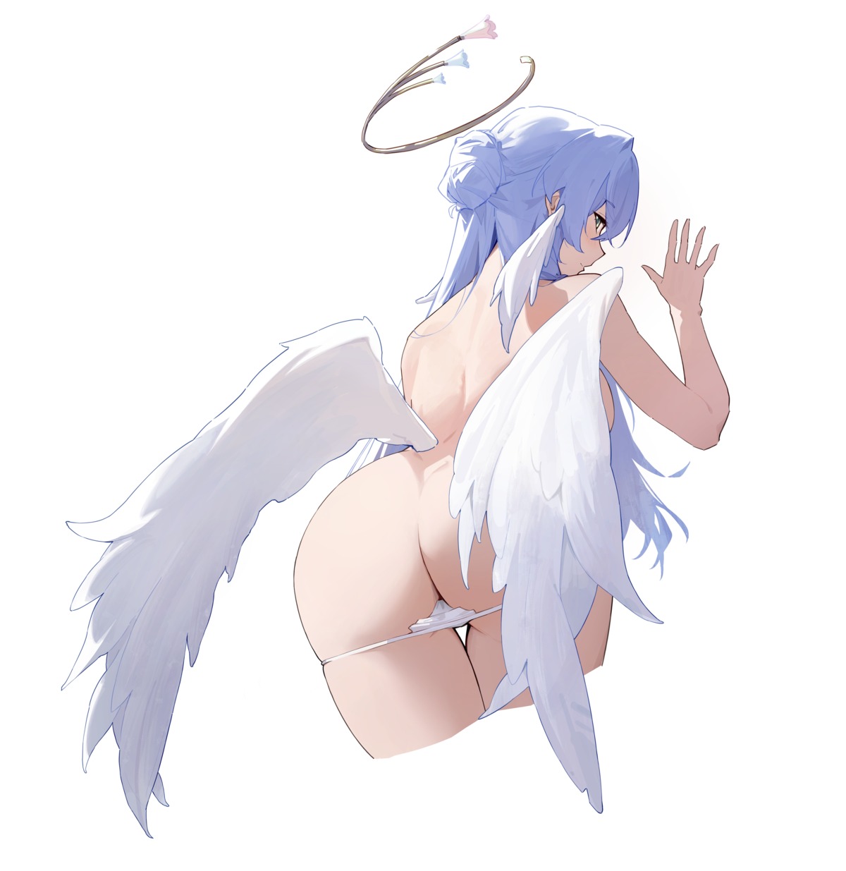 ass halo honkai:_star_rail pantsu panty_pull robin sukaliya topless wings