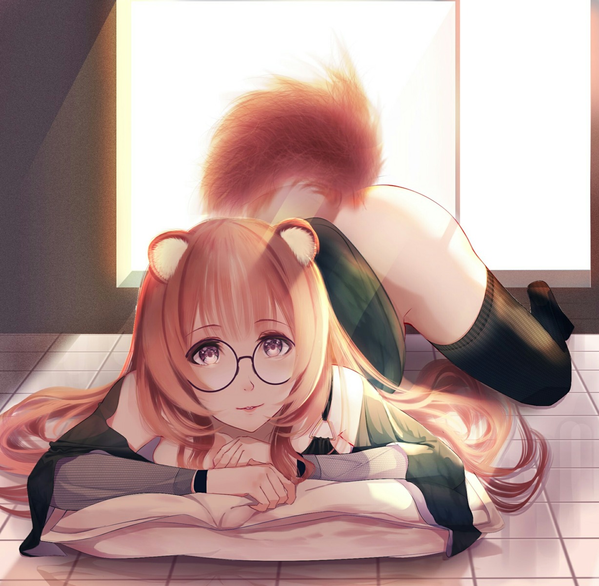 animal_ears bottomless megane raphtalia rizuto tail tate_no_yuusha_no_nariagari thighhighs