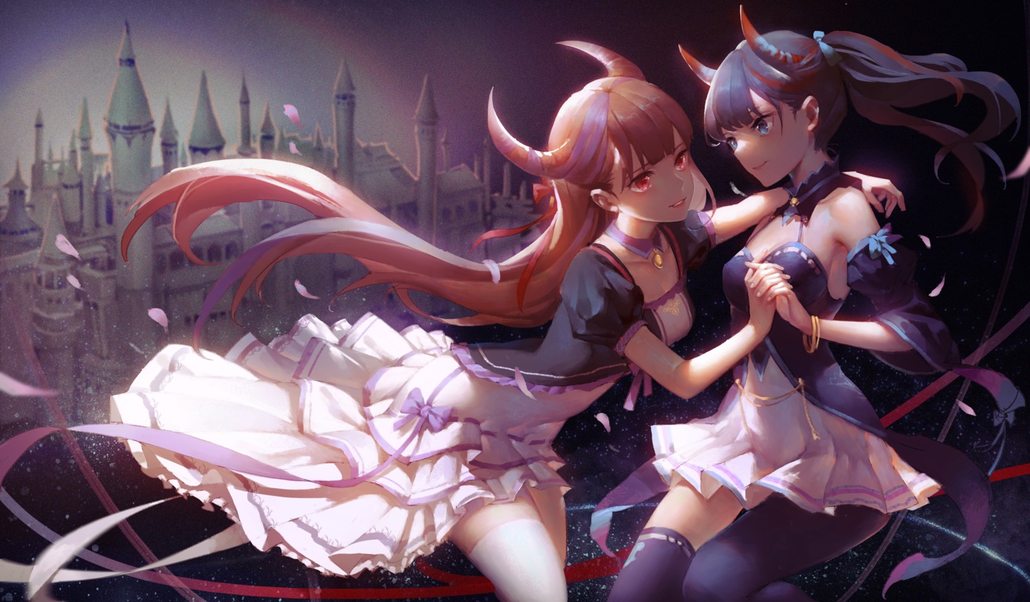 horns sawamaharu skirt_lift thighhighs