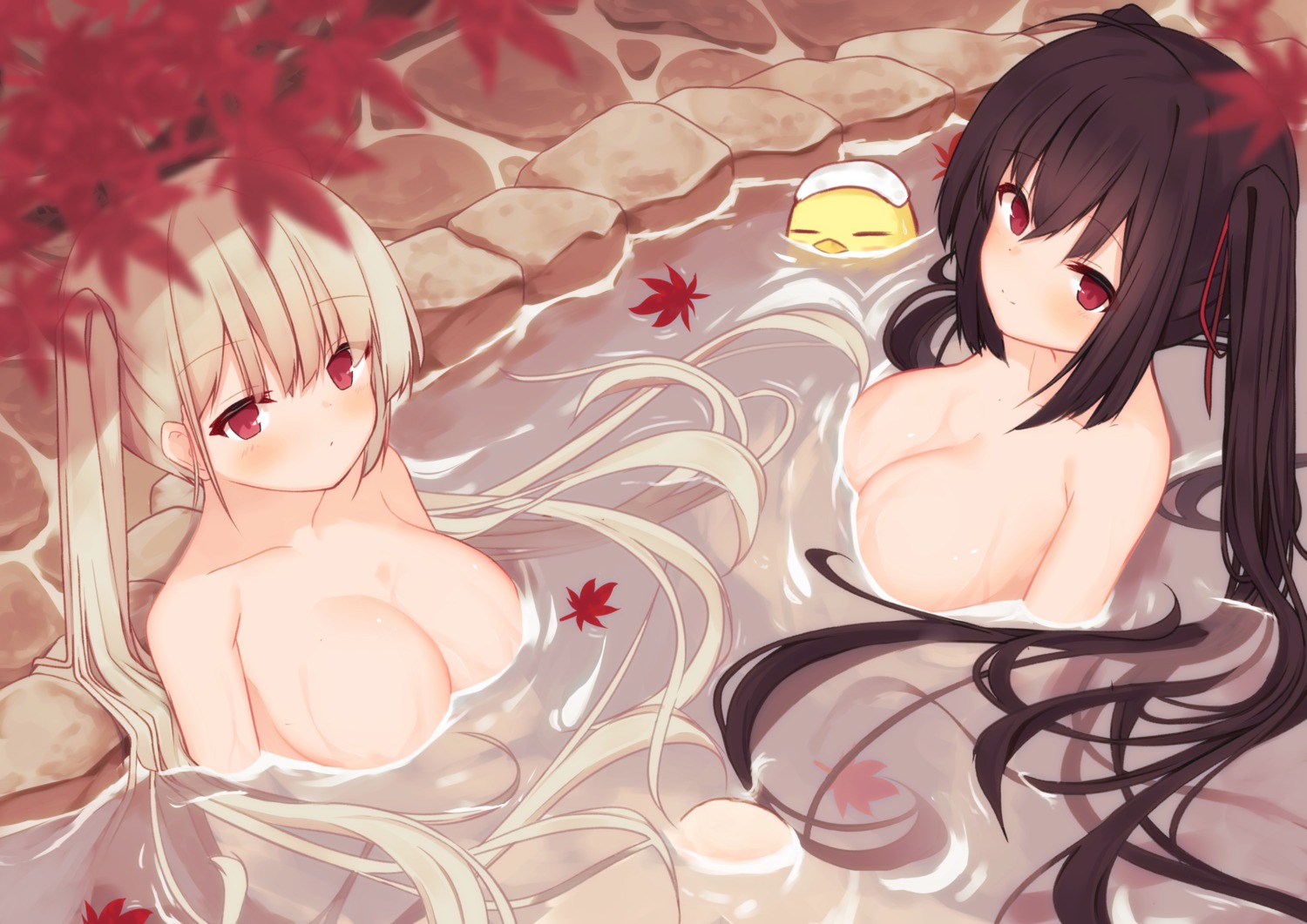 azur_lane bathing formidable_(azur_lane) manjuu_(azur_lane) memekko naked onsen taihou_(azur_lane) wet