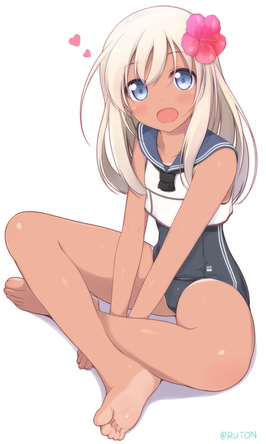 feet kantai_collection naturalton ro-500 school_swimsuit swimsuits tan_lines