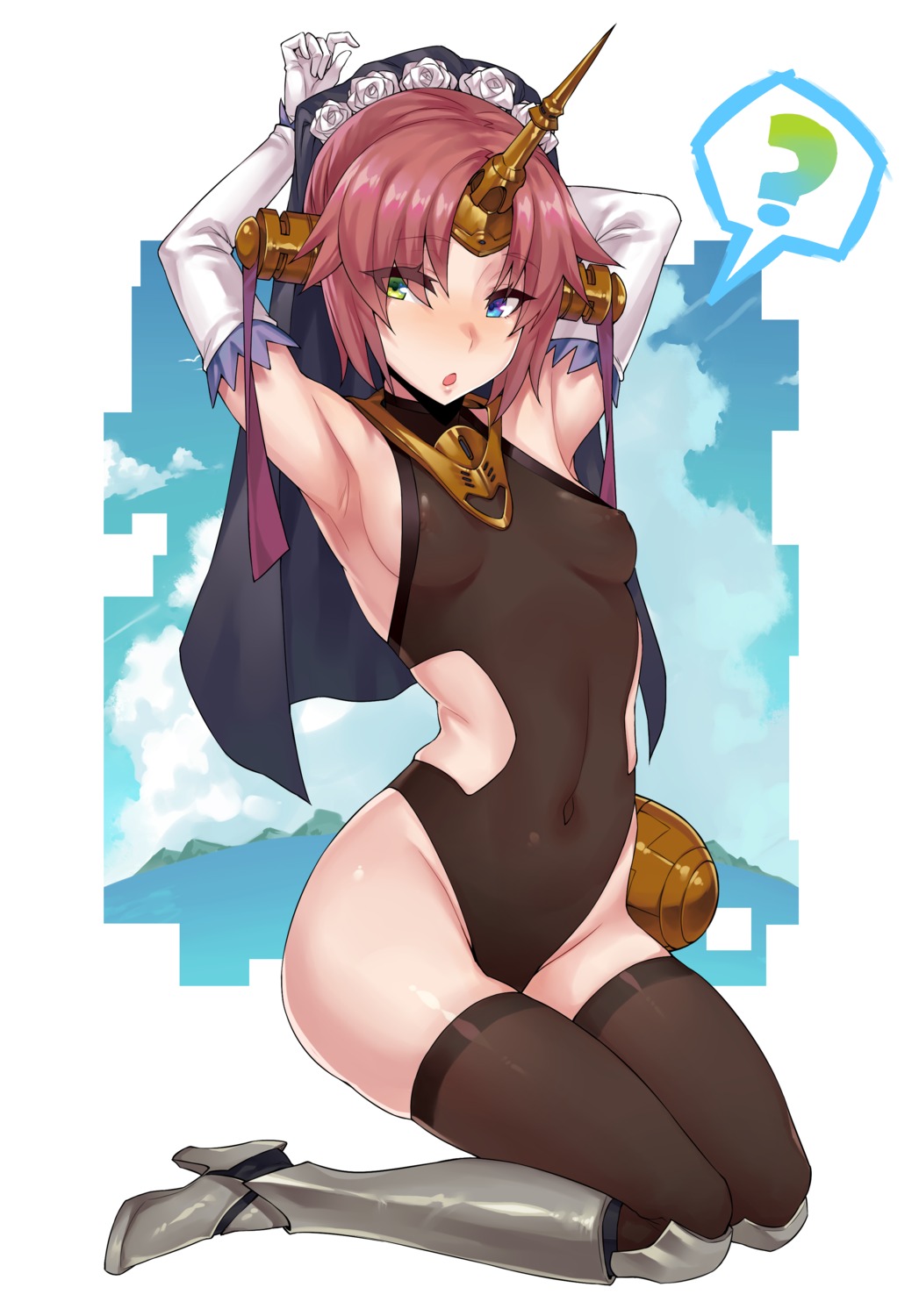 armor fate/grand_order frankenstein's_monster_(fate) heels horns leotard nipples no_bra see_through tagme thighhighs