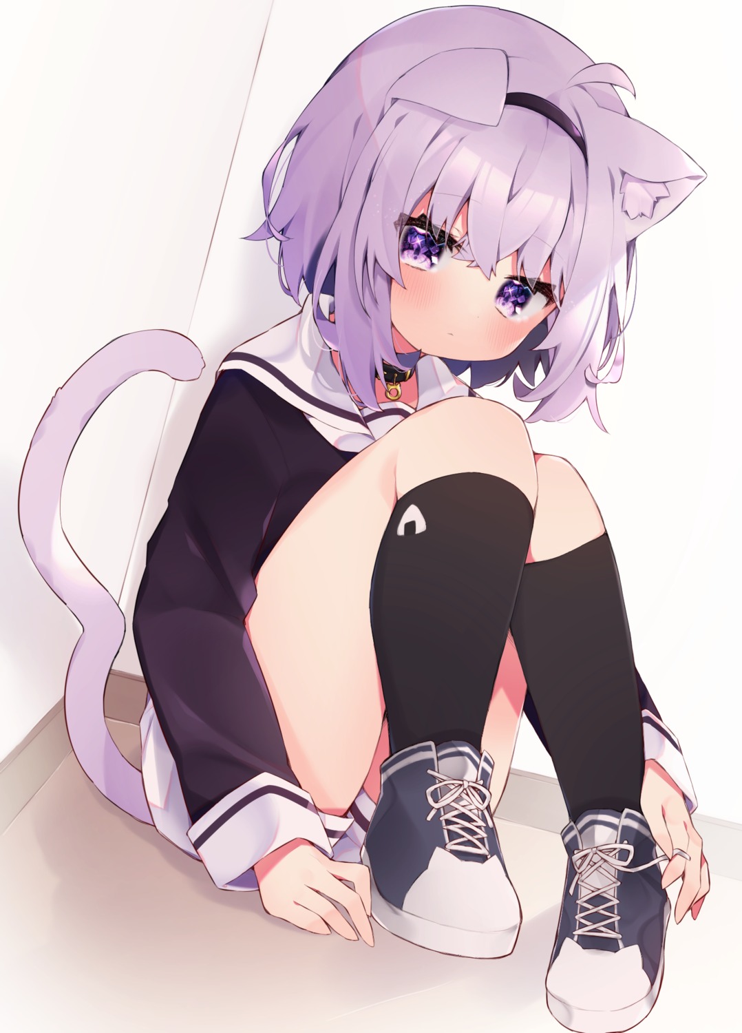 animal_ears eringikinono hololive hololive_gamers nekomata_okayu nekomimi seifuku tail