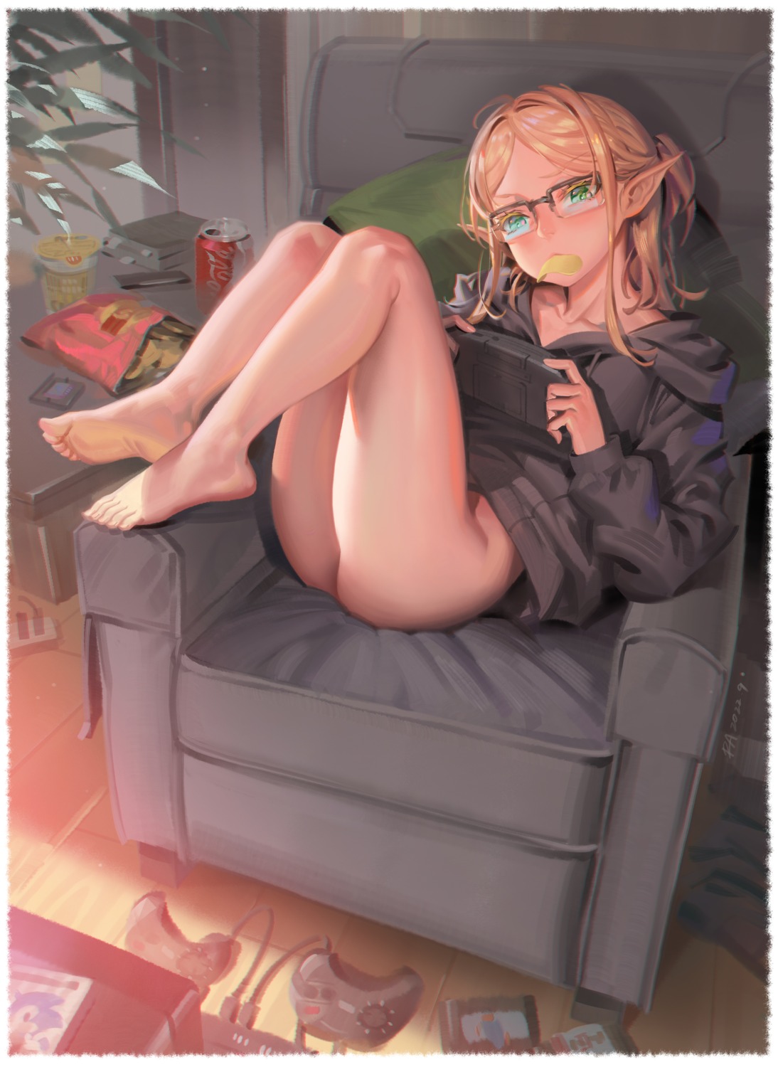 alphonse bottomless elf feet isekai_ojisan loli megane pointy_ears sui_(isekai_ojisan)