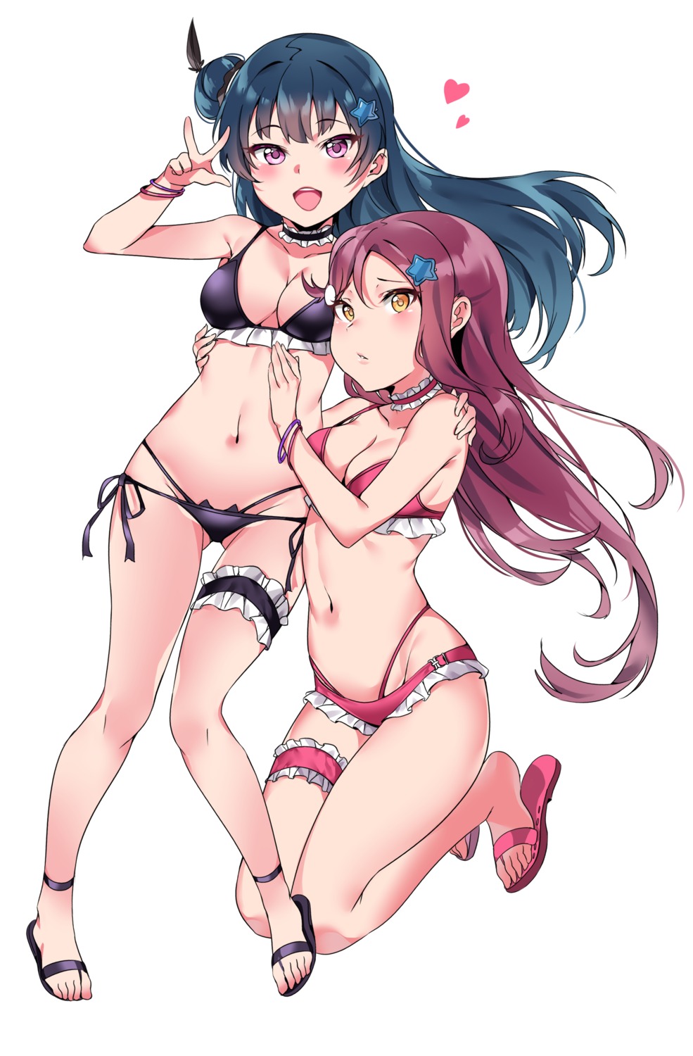 bikini cleavage garter love_live!_sunshine!! swimsuits tem10 tsushima_yoshiko