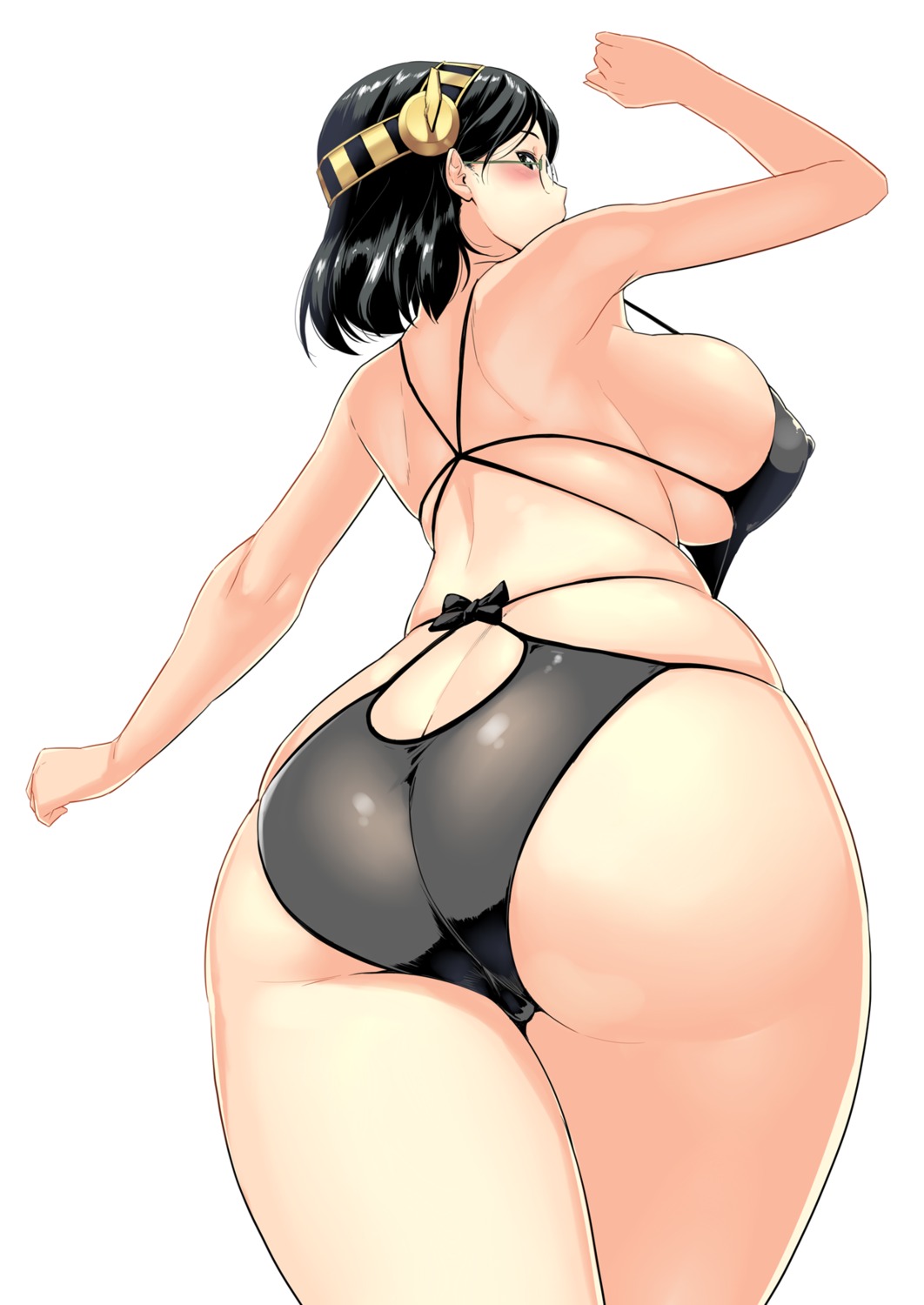 ass bikini erect_nipples hakai_shin kantai_collection kirishima_(kancolle) megane swimsuits underboob