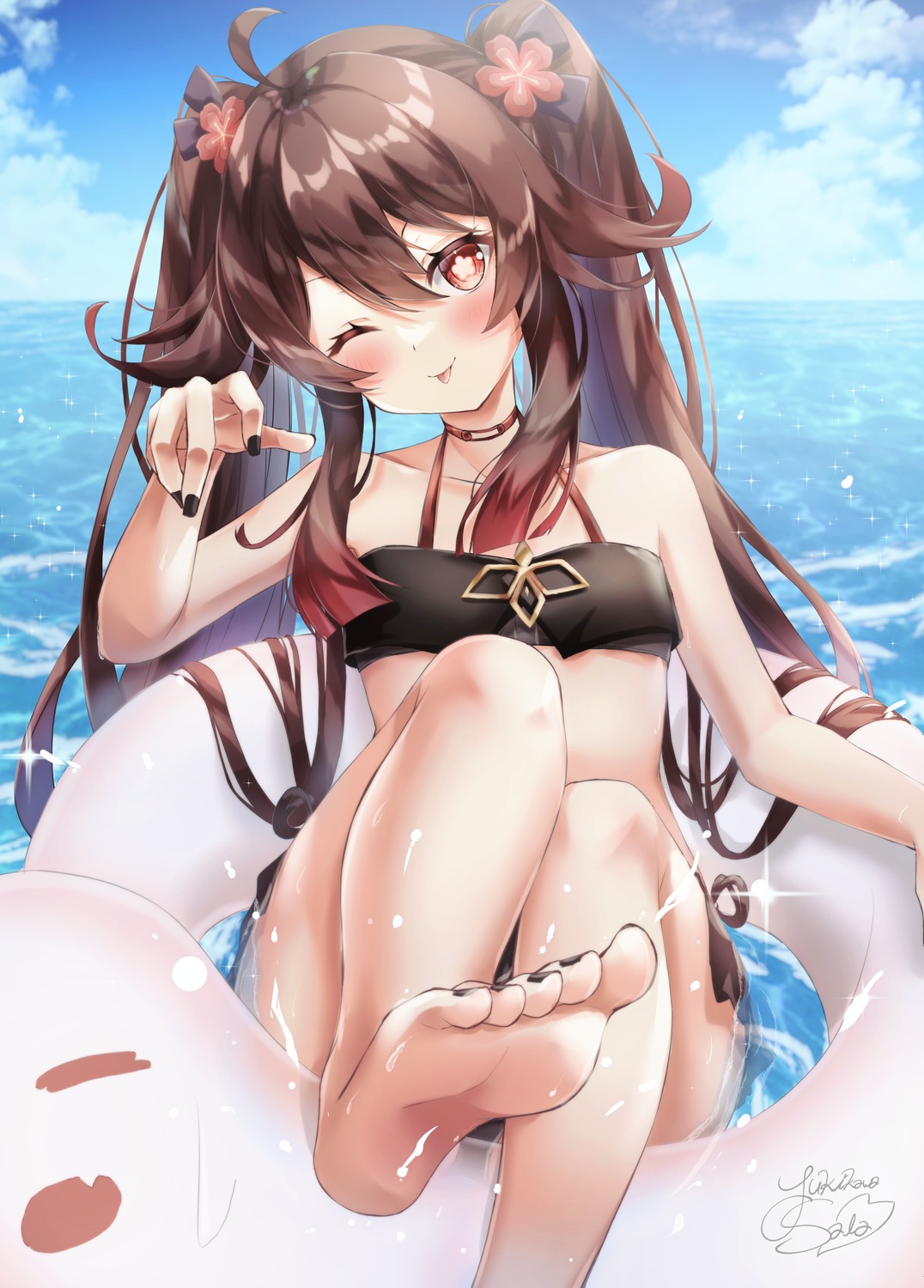 bikini feet genshin_impact hu_tao swimsuits yukikawa_sara