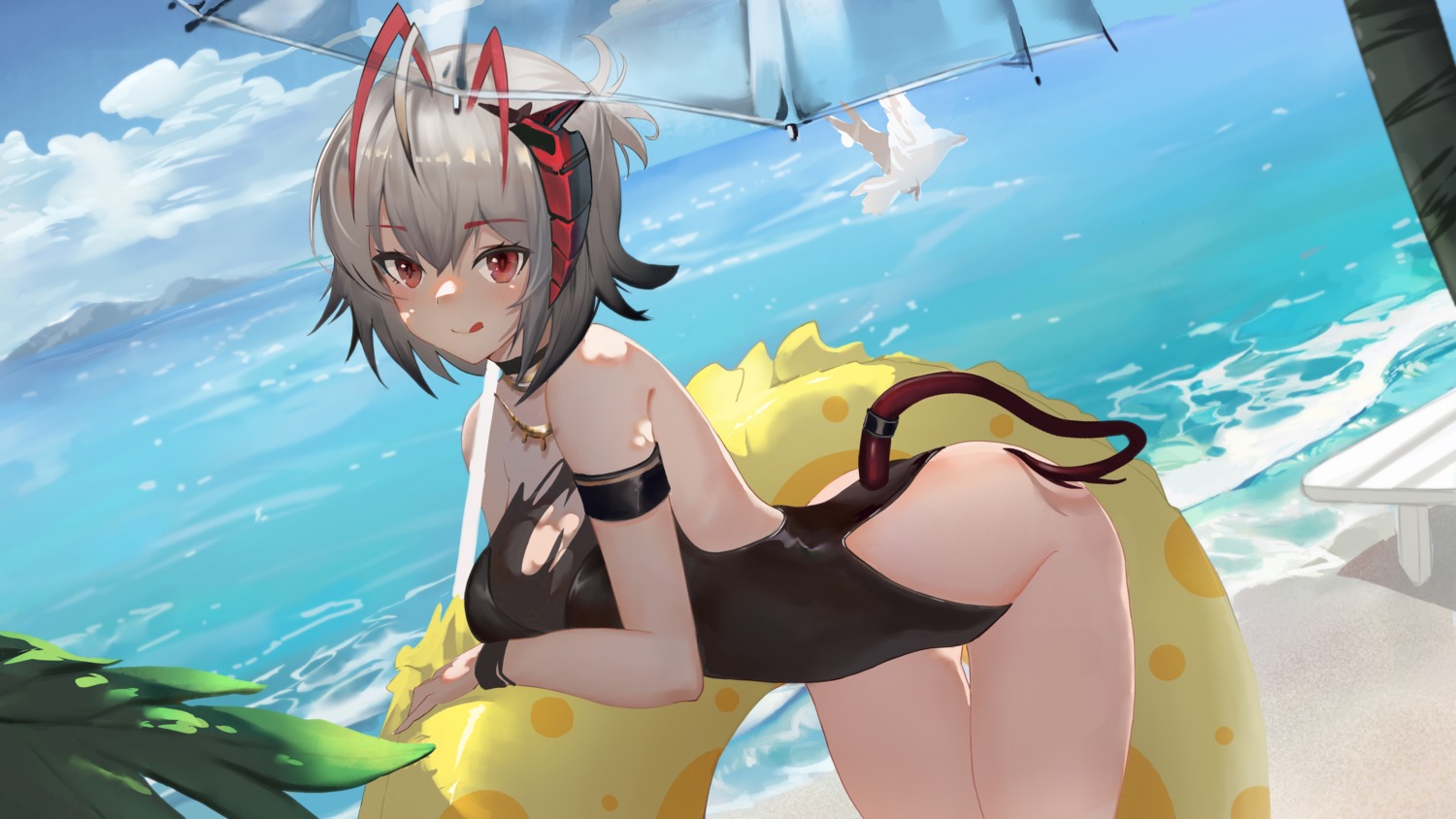 arknights horns mr.yu swimsuits tail umbrella w_(arknights)