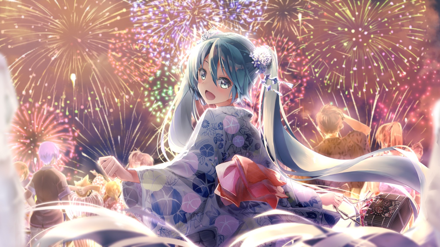 daidou_(demitasse) hatsune_miku vocaloid wallpaper yukata